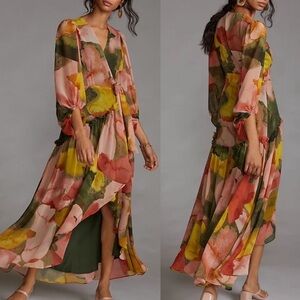 Hutch Anthropologie Geo Wrap Maxi Dress